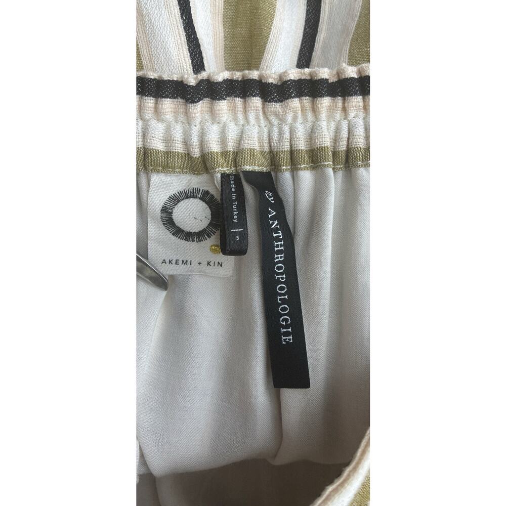Anthropologie Akemi + Kin Luria Striped Midi Skirt S Linen Blend Patch Pockets - Picture 4 of 7